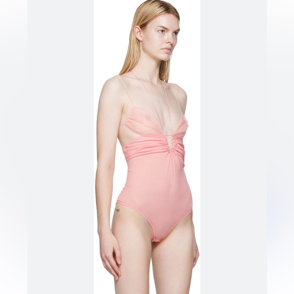 Nensi Dojaka Silk Georgette Keyhole Bodysuit in Blossom XS - Picture 3 of 14